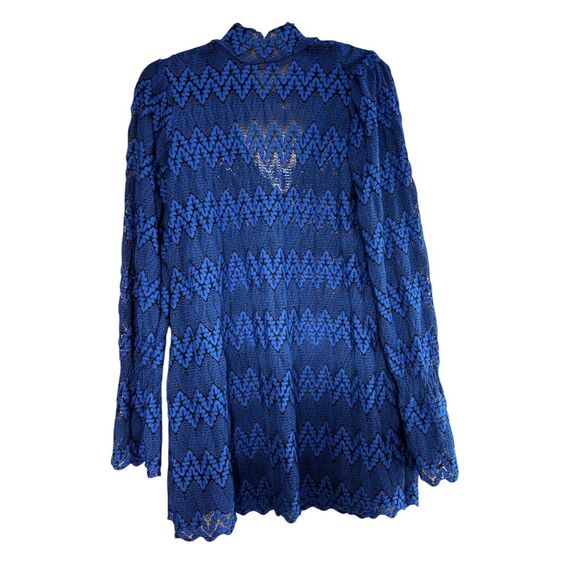 Free People Dresses & Skirts - Free People XS Blue Crochet Lace Bell Sleeve Mini Dress Casual